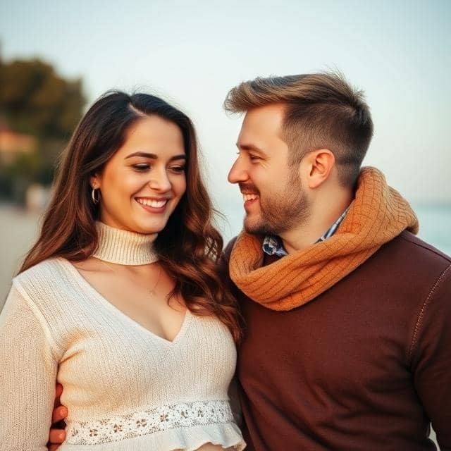 couple au début d'une relation amoureuse, souriant et ne pensant pas aux problèmes à venir.